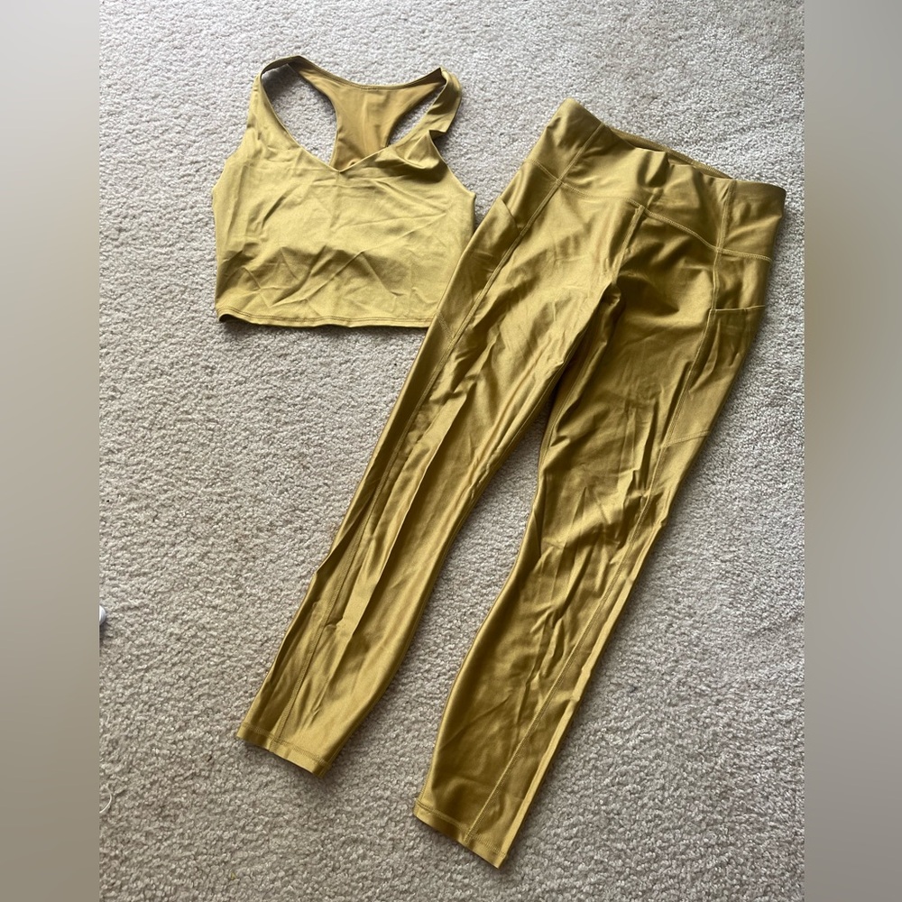 Gold Fabletics sports bra & leggings set